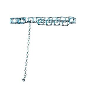 Chain Link Belt Silver Squares Disco 70s